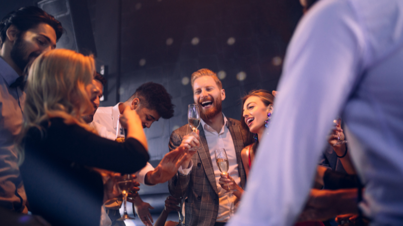 group of people enjoying themselves on night out