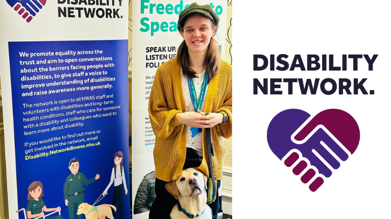 Fran stood with Sean by the disability network banner