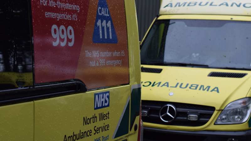 Two ambulances close up