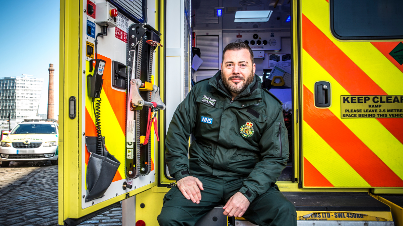 NWAS paramedic sat in the back of an ambulance