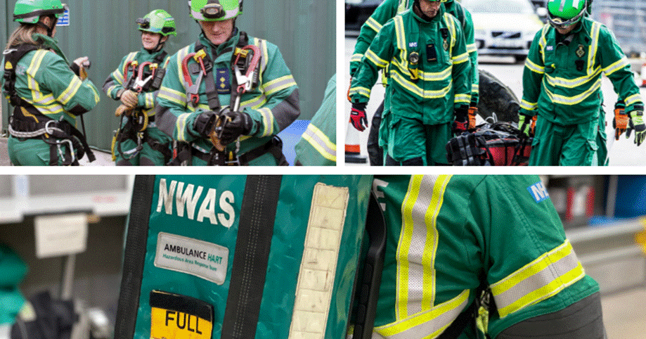 HART team members in uniform with harnesses and carrying equipment