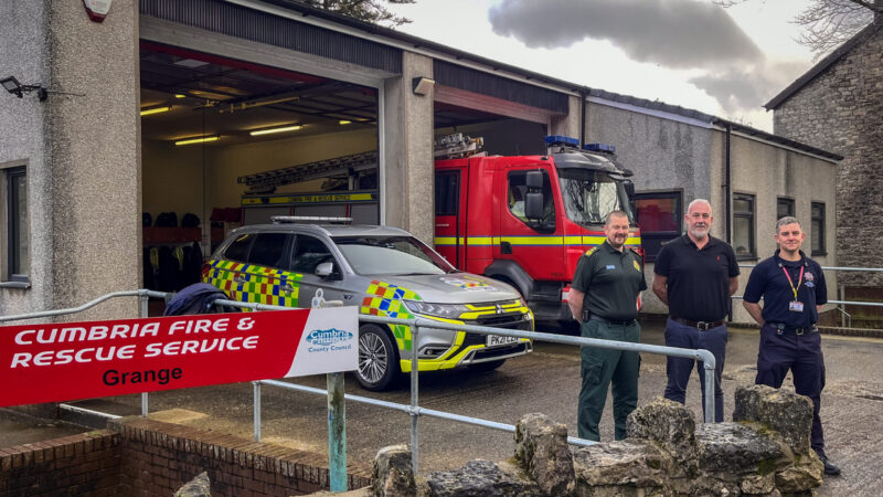 NWAS team in front of the vehicle garage at Grange-Over-Sands