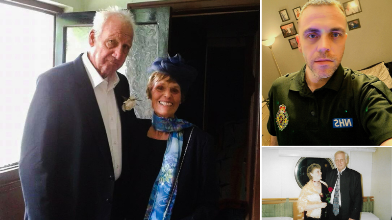 collage of photos of a staff member with his parents