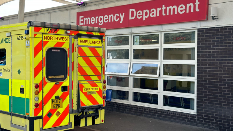 The back of an ambulance outside an emergency department