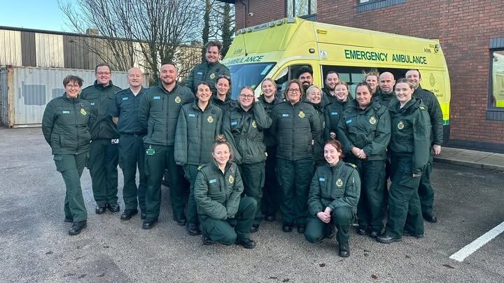 Apprentices for NWAS in front of an ambulance