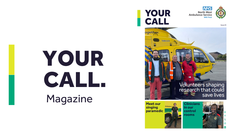 Your Call magazine front cover showing staff and volunteers.