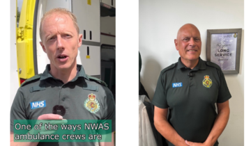 Left: Research Paramedic Adam speaking to camera. Right: Head of Regional Planning Graham Lovatt