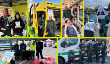 Collage of staff interacting with people at Emergency Services Day.