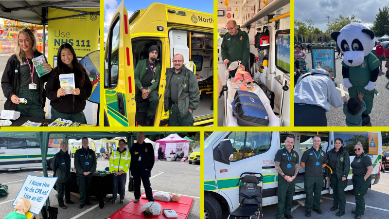 Collage of staff interacting with people at Emergency Services Day.