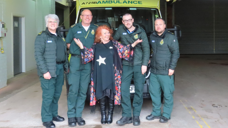 Cardiac arrest survivor Muriel reunited with the ambulance crews that saved her life.