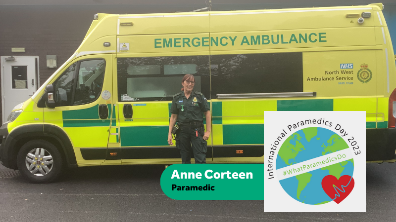 Anne Corteen, Paramedic in front of an ambulance